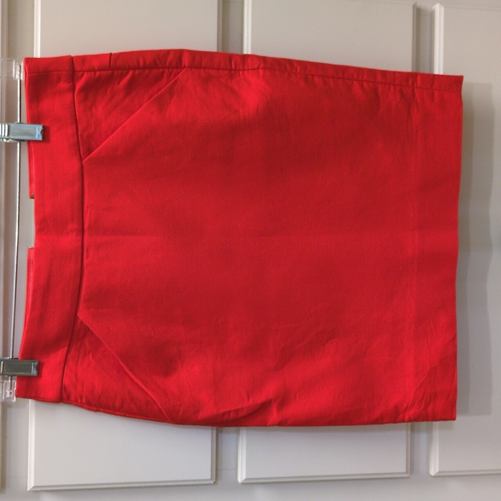 J. Crew "The Pencil Skirt" In Vibrant Red-Orange, Great Condition, Size 00P